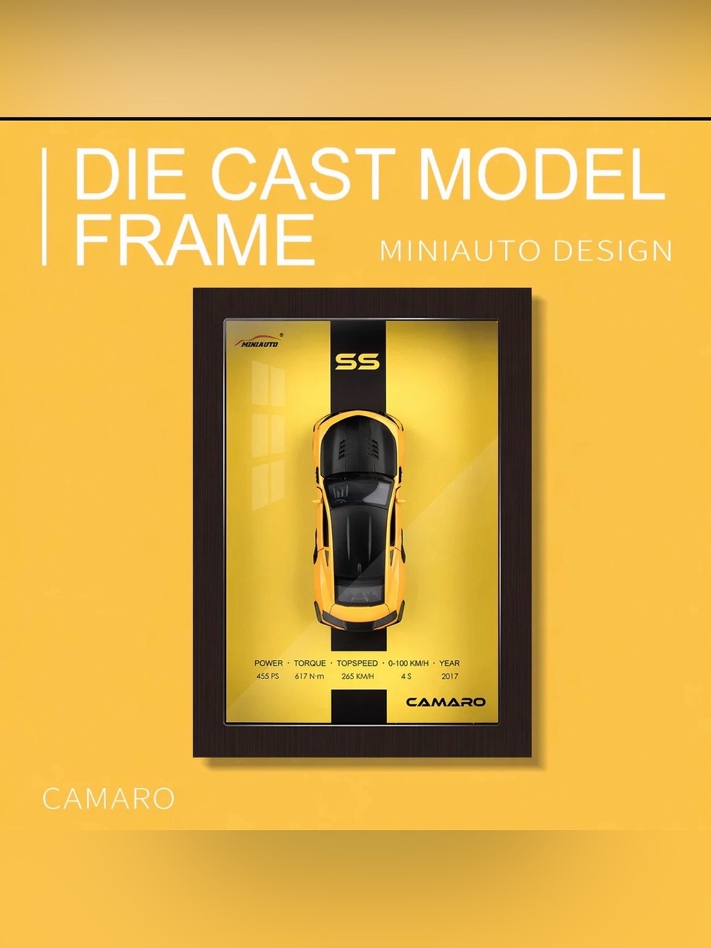 Camaro SS Yellow & Black Die-Cast Wall Mount